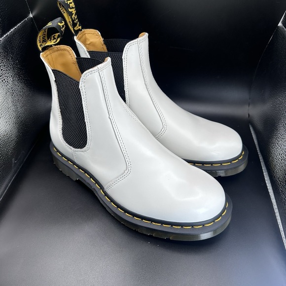 Doc Martens 2976 Yellow Stitch Smooth Leather Chelsea Boots Women's Sz 10 Mens 9 - Picture 3 of 14